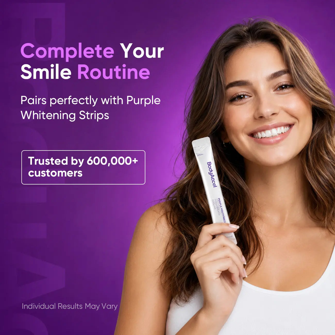 【Bodyaccel】Purple Mouthwash for Teeth Whitening, Freshens Breath, Gum Health, Hydrating, Anti-Bad Breath & Plaque, Alcohol-Free, Mint Flavor Travel Portable Pack (20 Sachets)