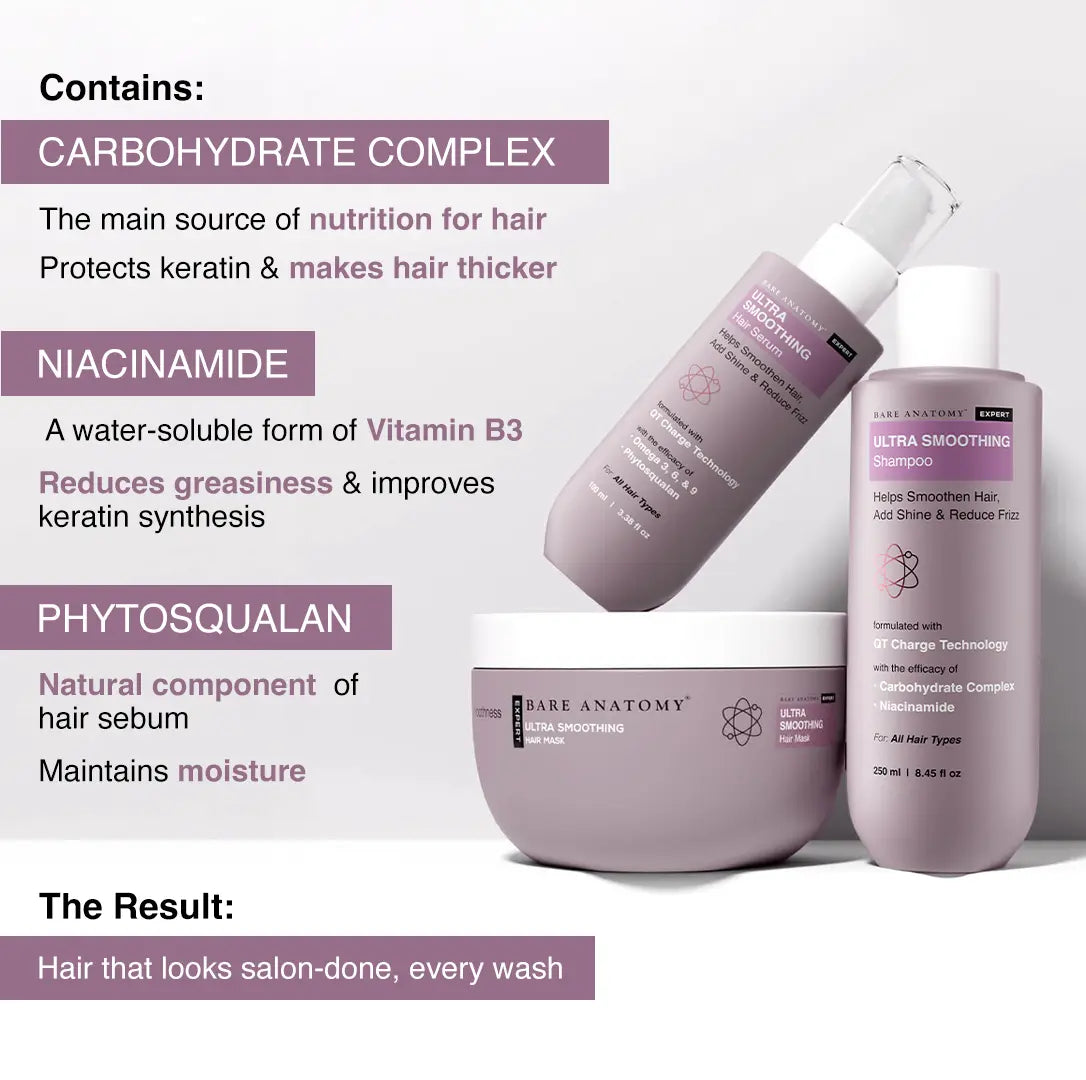 Bare Anatomy Ultra Smoothing Hair Trio – Shampoo, Mask & Serum