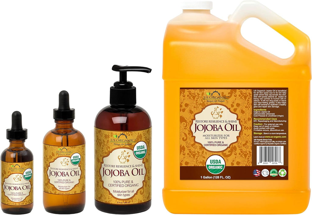Jojoba Oil, USDA Certified Organic,Pure & Natural, Cold Pressed Virgin, Unrefined, Haxane Free (Small (2Oz, 56Ml))