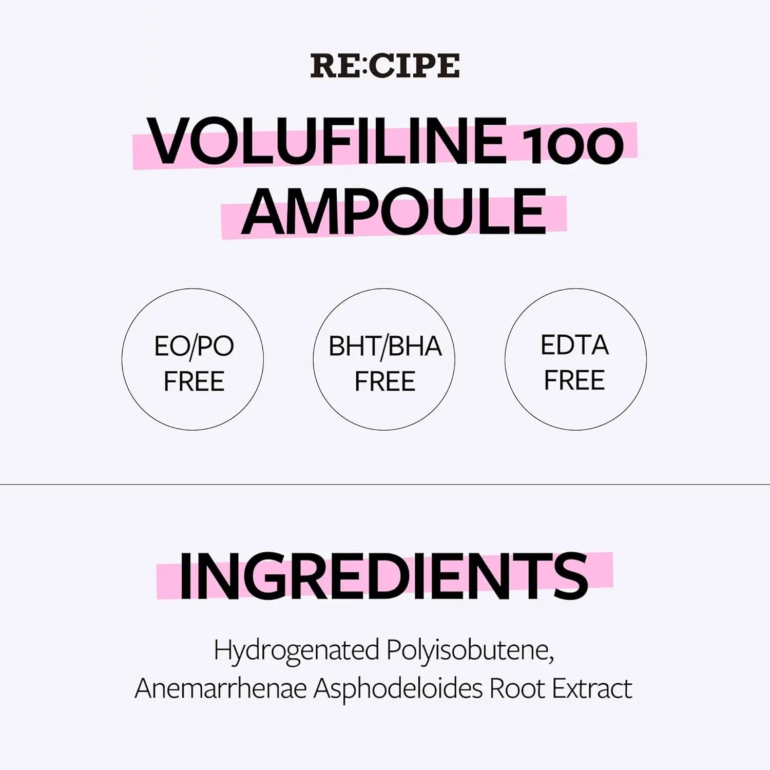 RE:CIPE Volufiline 100% Ampoule 0.33 Fl Oz + Milkfiline(Volufiline 5%) 1.01 Fl Oz Daily Plumping Bundle- Official Product from France, Sederma - Pure Volufiline Serum - Hydrating & Age-Defying Formula for Elevated Resilience