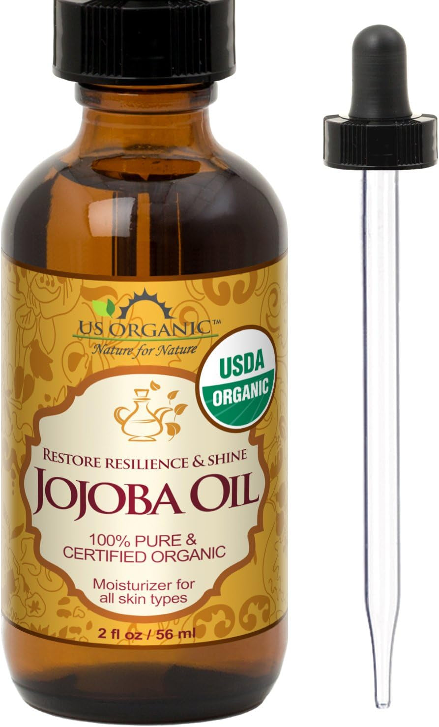 Jojoba Oil, USDA Certified Organic,Pure & Natural, Cold Pressed Virgin, Unrefined, Haxane Free (Small (2Oz, 56Ml))