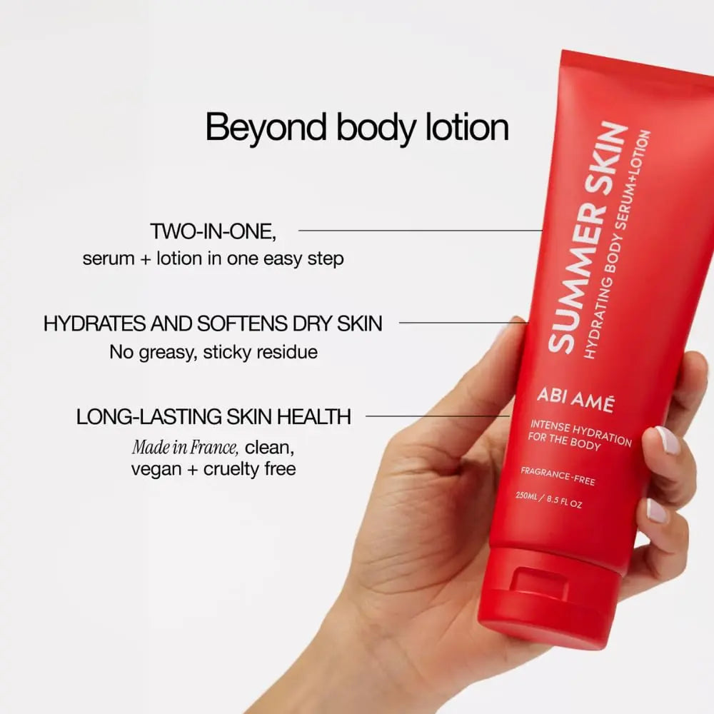 Summer Skin: Hydrating Body Serum+Lotion, No Residue Hydration, Fragrance Free Body Care for Skin Repair