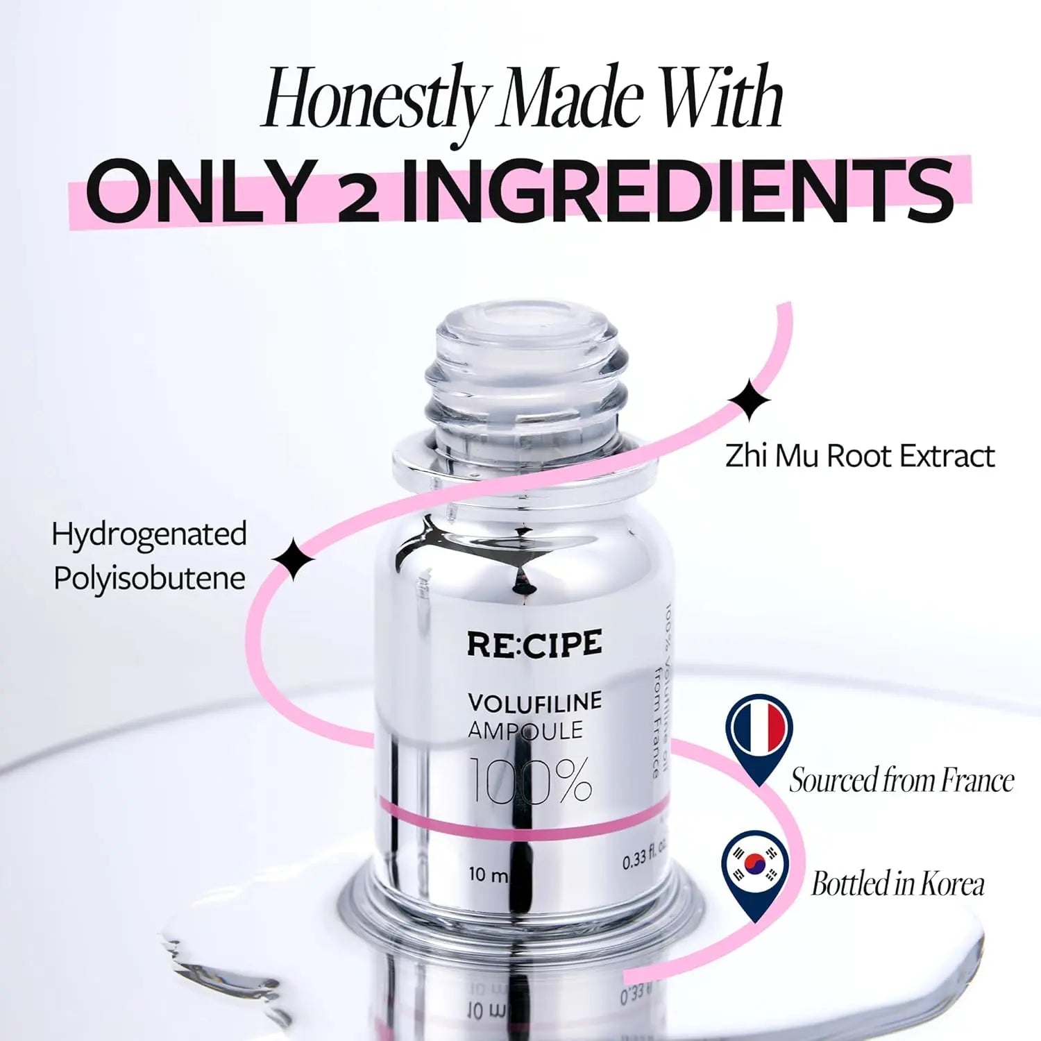RE:CIPE Volufiline 100% Ampoule 0.33 Fl Oz + Milkfiline(Volufiline 5%) 1.01 Fl Oz Daily Plumping Bundle- Official Product from France, Sederma - Pure Volufiline Serum - Hydrating & Age-Defying Formula for Elevated Resilience