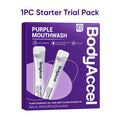 【Bodyaccel】Purple Mouthwash for Teeth Whitening, Freshens Breath, Gum Health, Hydrating, Anti-Bad Breath & Plaque, Alcohol-Free, Mint Flavor Travel Portable Pack (20 Sachets)